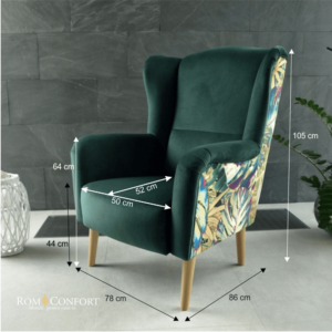Scaun de design, ţesătură smarald/model Jungle, BELEK
