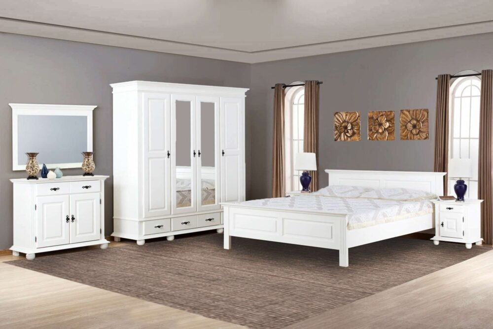 Dulap Seby, Lemn masiv, 197x58x203, Alb
