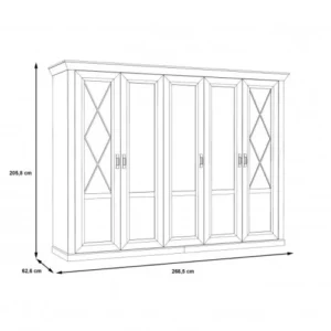 Dulap Cu 5 Usi Kashmir, Alb Antichizat, 268 Cm