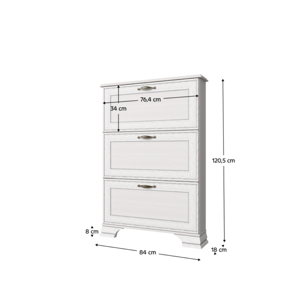 Dulap încălţăminte, 3 rânduri, woodline crem, TIFFY 3K