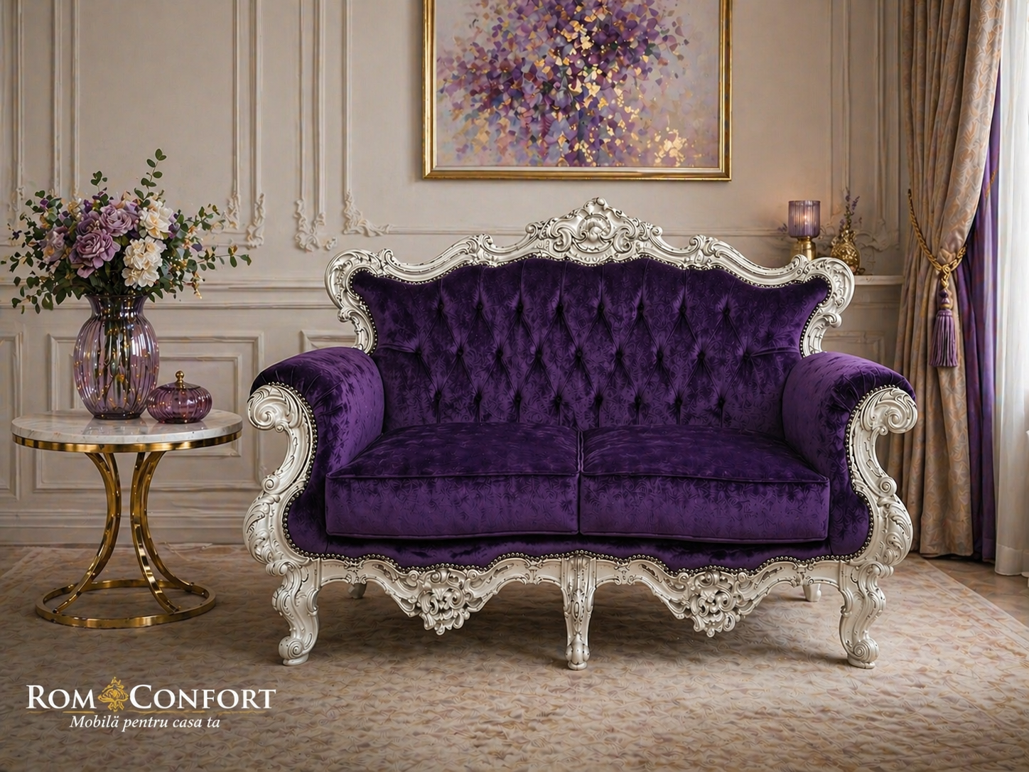 1ee0258b-339c-4b1d-ad59-ef9e92b8f0fc Canapea lemn masiv elegantă Dolce – 2 locuri - imagine 1