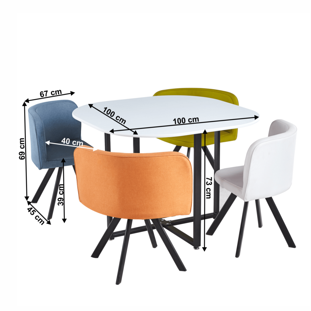 Set de mobilier dining 1+4, alb/culori mixte, BEVIS NEW