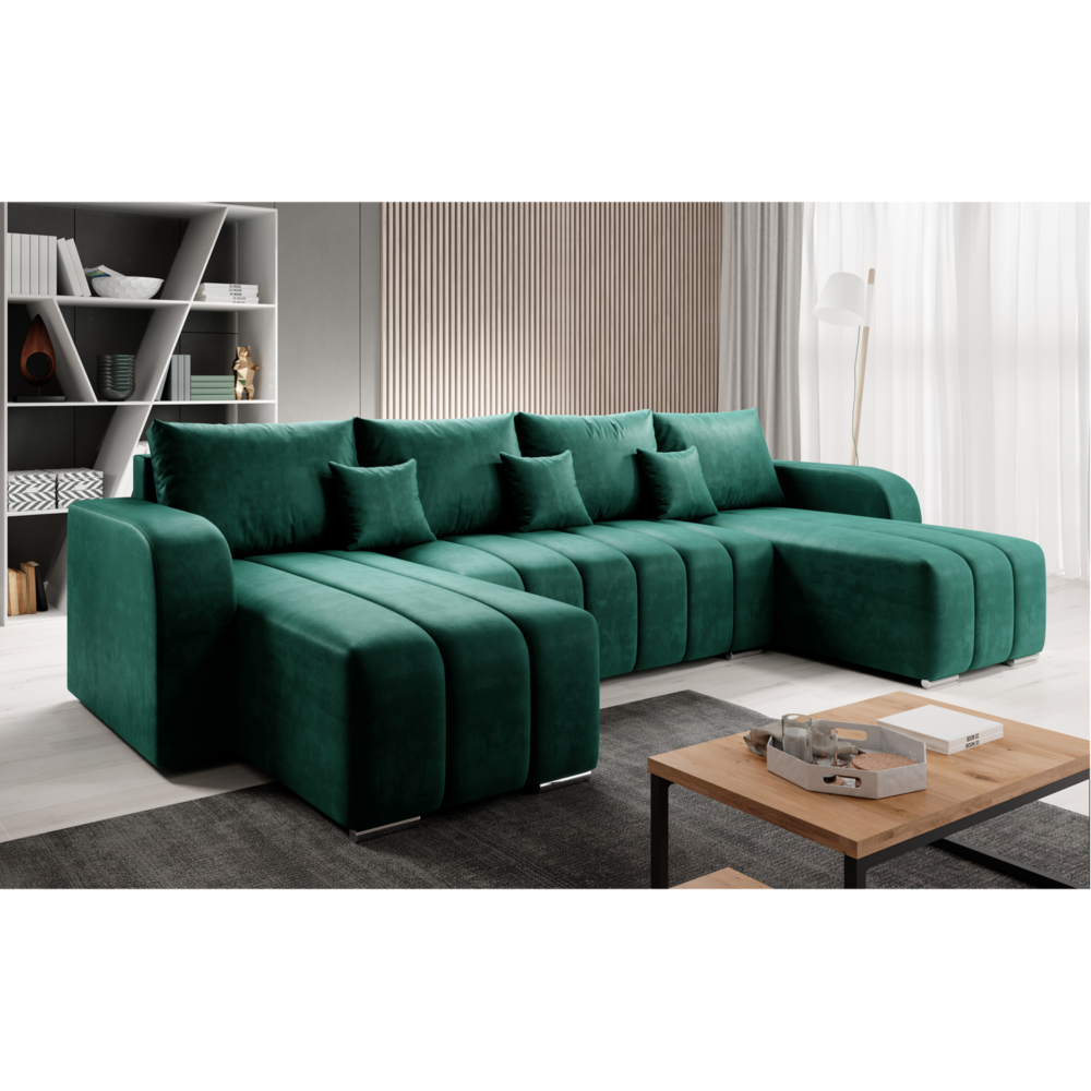 Set universal canapea, culoare gri/smarald, PORIMA U