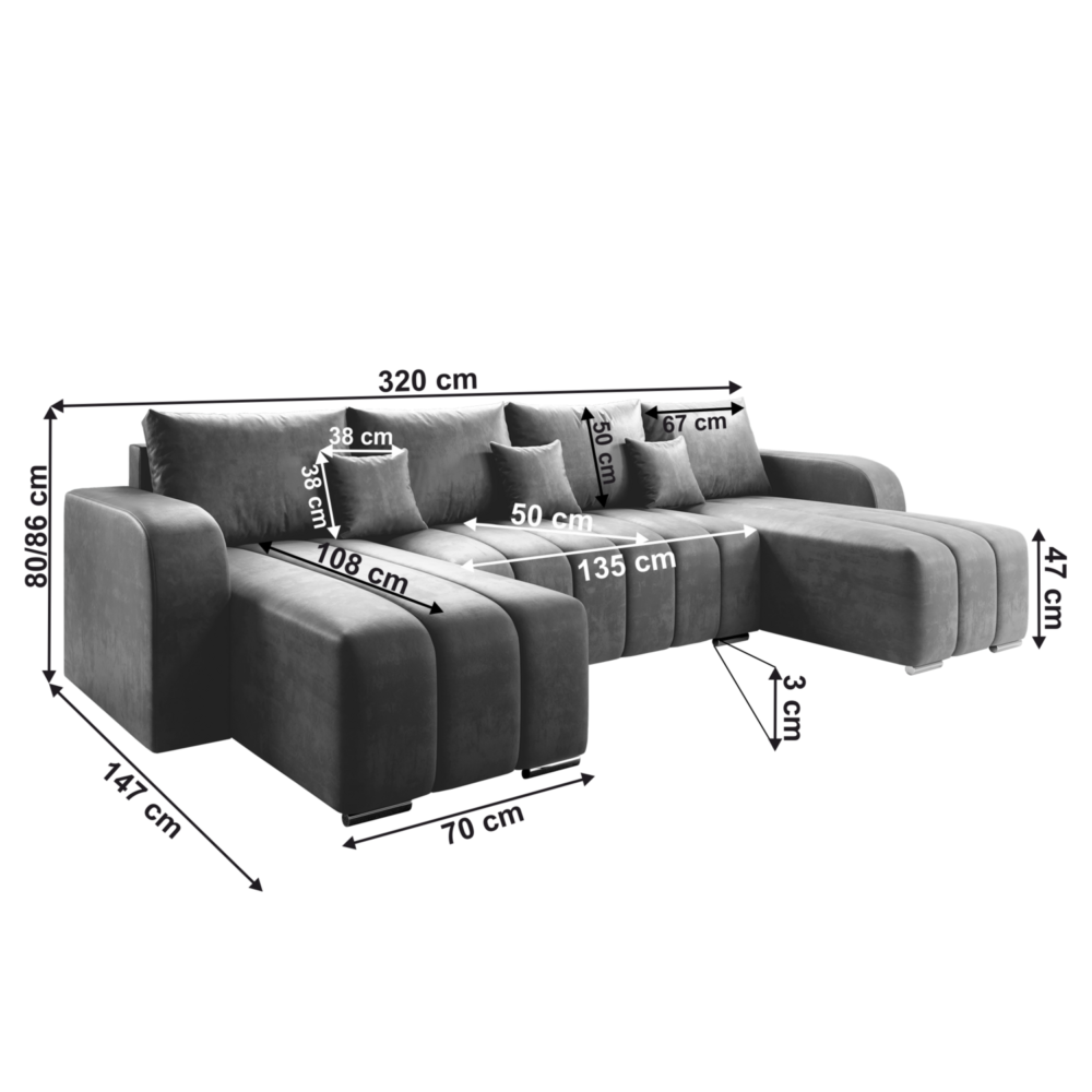 Set universal canapea, culoare gri/smarald, PORIMA U