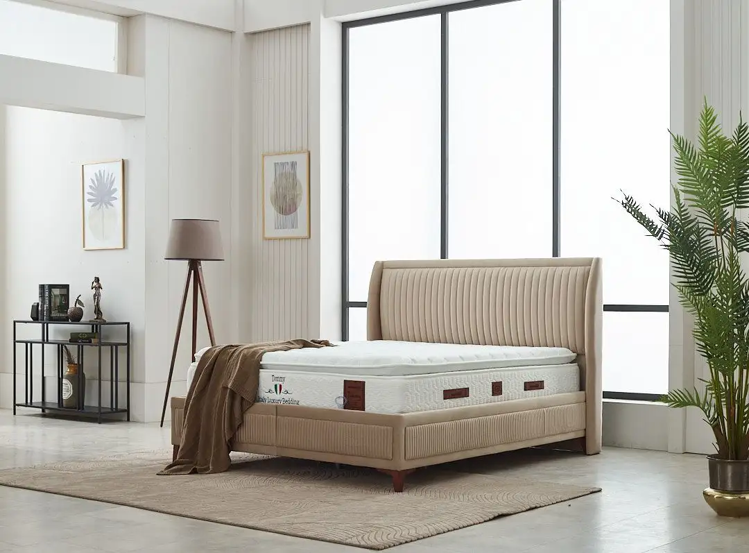 arya4-kday Pat tapițat matrimonial cu ladă depozitare de lux, Arya