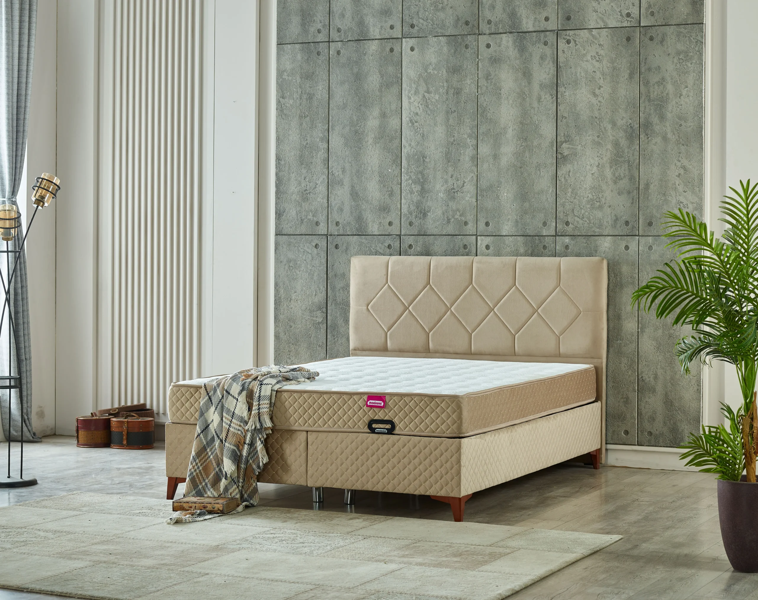 atlantis-nykp Set Pat tapițat cu saltea inclusă și ladă 160*200 cm, Atlantis