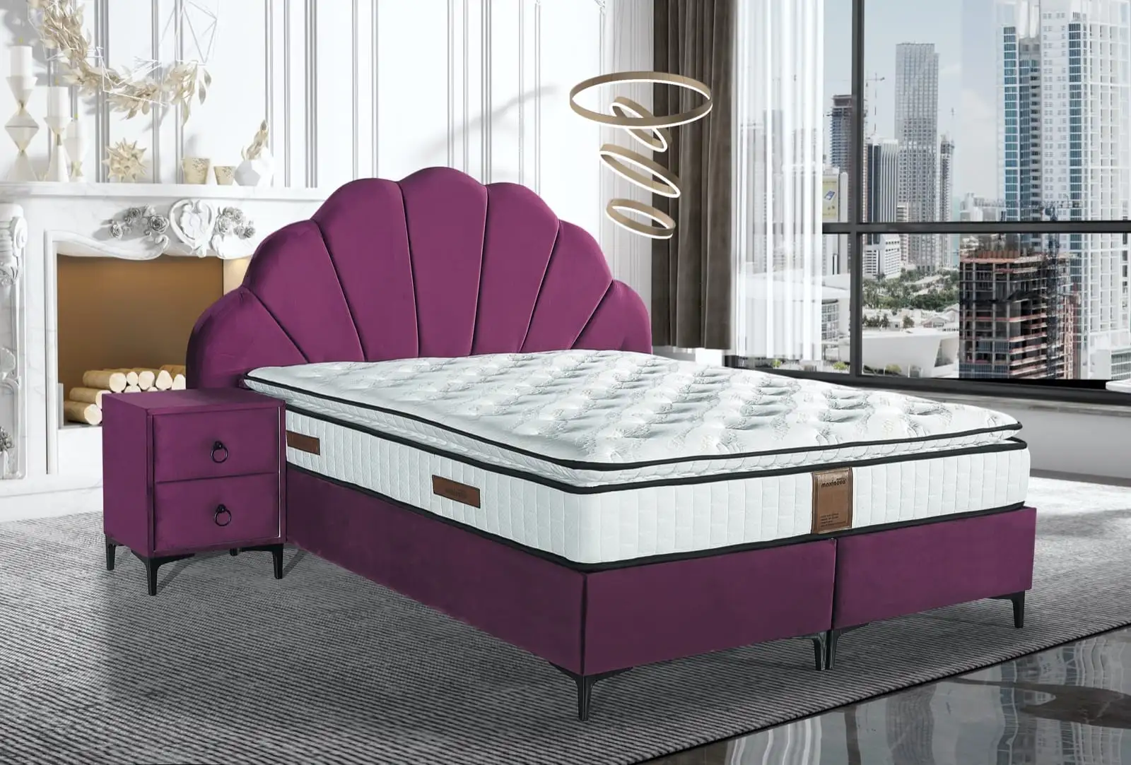 perla-pat-tapitat-01-wfs7 Pat tapițat de lux cu ladă de depozitare Perla