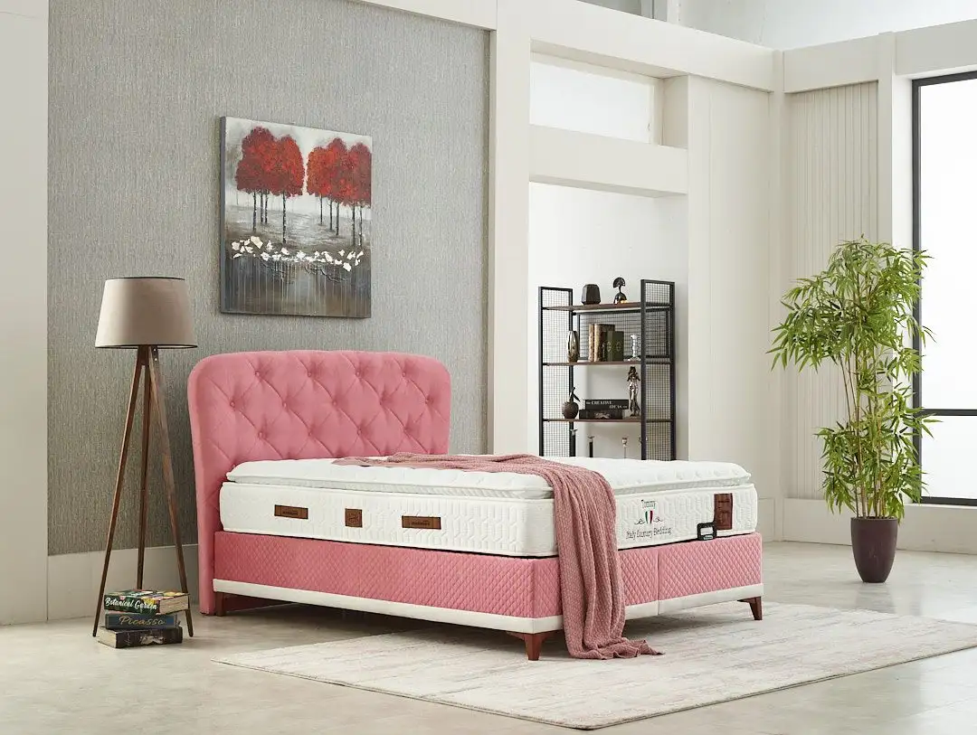 vera4-kgxl Pat tapițat cu ladă depozitare și somieră Vera