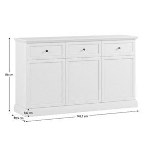 Comodă 3 Dulapuri și 3 Sertare Alb – LOCCA