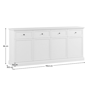 Comodă 4 Dulapuri și 4 Sertare Alb – LOCCA