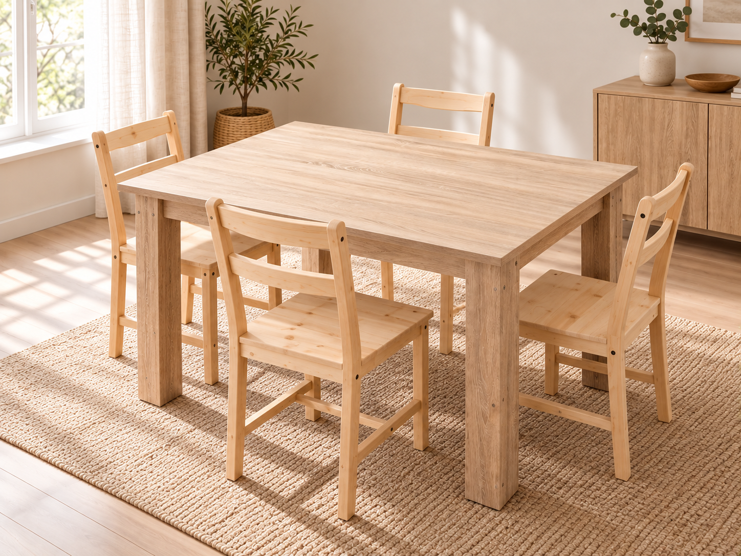 700b5f46-a1b3-4b8d-950d-420254305028 Masa cu 4 scaune natur - imagine 1